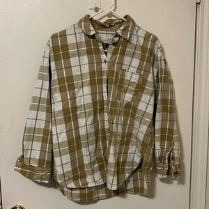 Universal Threads Yellow Plaid Women’s Oversized Long-sleeve